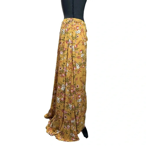BOG Floral milkmaid Maxi 2 piece Set Yellow Peasant Boho Coquette Festive NEW - Picture 4 of 9